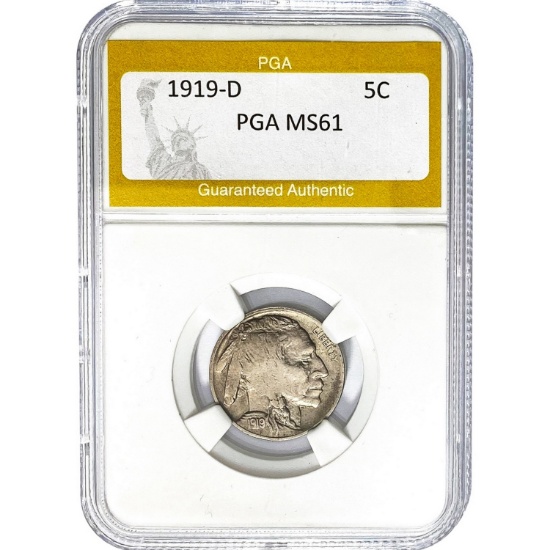 1919-D Buffalo Nickel PGA MS61  MS61