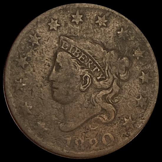 1820 Coronet Head Large Cent LIGHTLY CIRCULATED