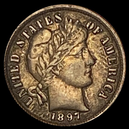 1897 Silver Barber Dime CHOICE AU