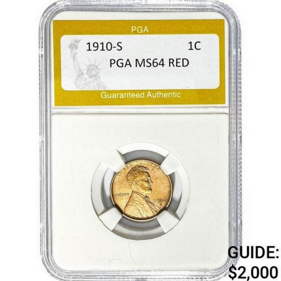 1910-S Lincoln Cent PGA MS64 RED  MS64