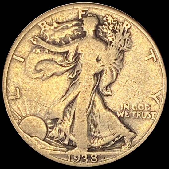 1938-D Silver Walking Liberty Half Dollar LIGHTLY CIRCULATED