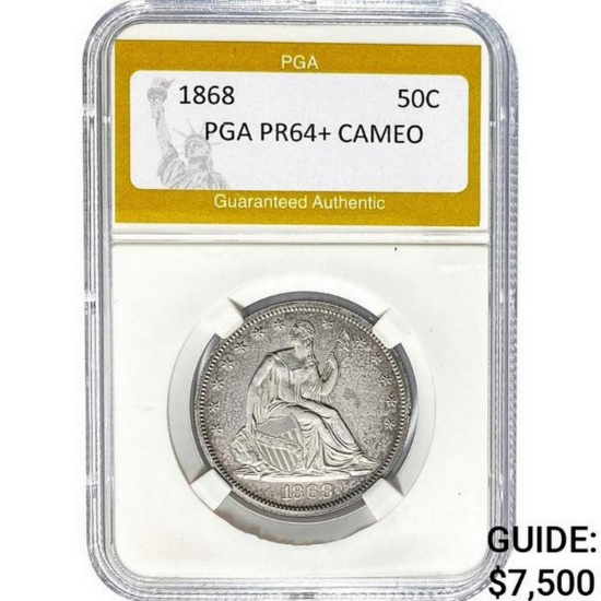 1868 50C Seated Liberty PGA PR64+ CAMEO  PR64+