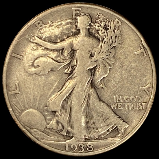 1938-D Silver Half Dollar Walking Liberty LIGHTLY CIRCULATED