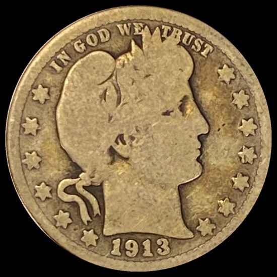 1913 Silver Barber Quarter LIGHTLY CIRCULATED