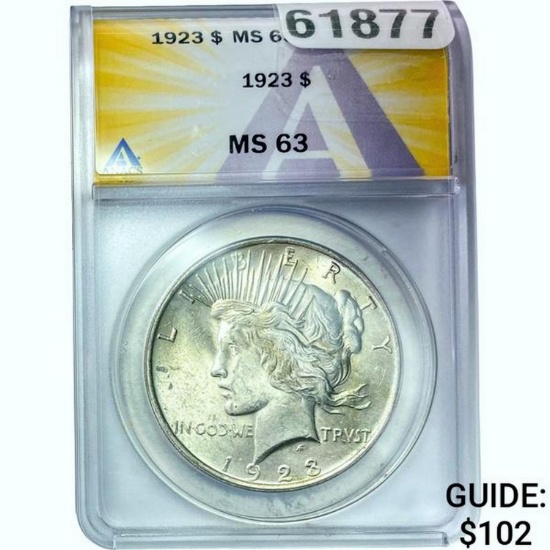 1923 Peace Dollar ANACS MS63 SILVER