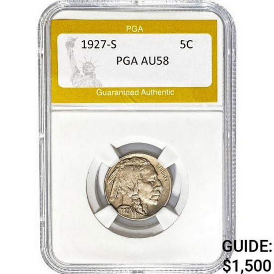 1927-S Buffalo Nickel PGA AU58  AU58