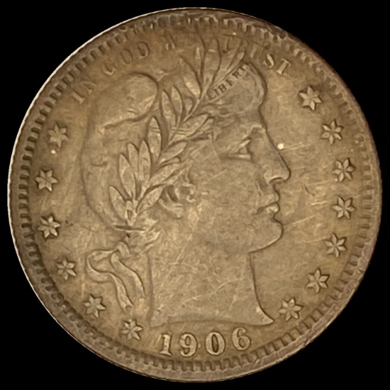 1906 Barber Silver Quarter NEARLY UNCIRCULATED