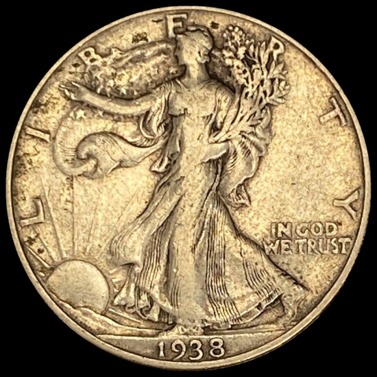 1938-D Silver Walking Liberty Half Dollar LIGHTLY CIRCULATED