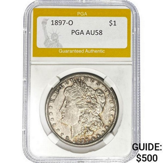 1897-O Morgan Silver Dollar PGA AU58  AU58