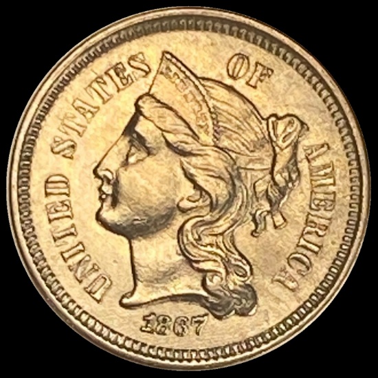 1867 Nickel Three-Cent Piece NEARLY UNCIRCULATED