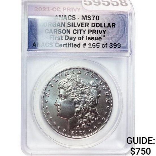 2021-CC Morgan Silver Dollar ANACS MS70