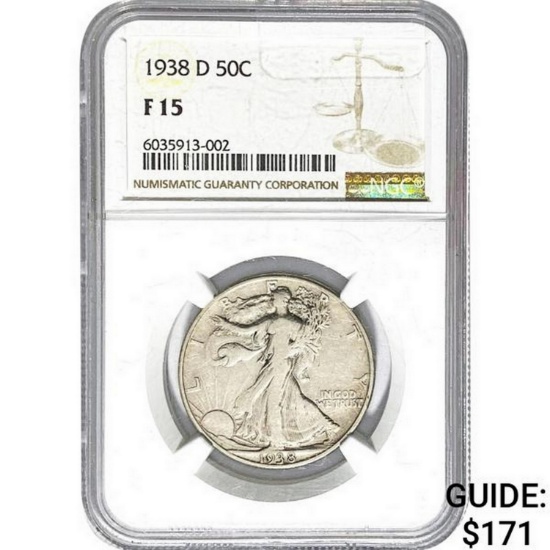 1938-D Walking Liberty Half Dollar NGC F15