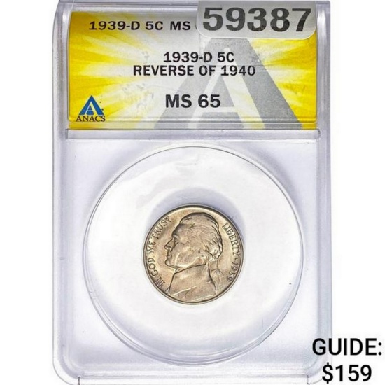 1939-D Jefferson Nickel ANACS M65