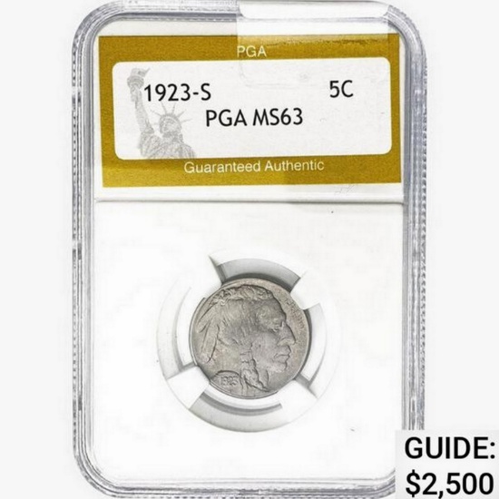 1923-S Buffalo Nickel PGA MS63