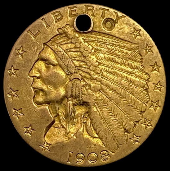 1908 Indian Head $2.5 Gold Quarter Eagle NICELY CIRCULATED