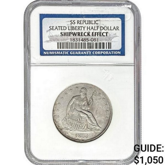 1861 Seated Liberty Half Dollar NGC SHIPWRECKEFFECT