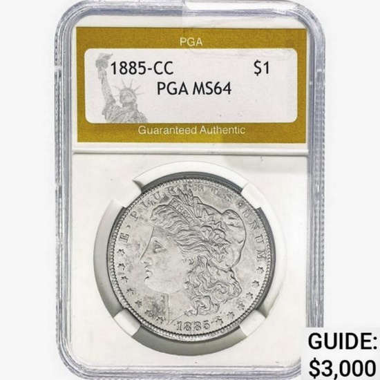 1885-CC Morgan Silver Dollar PGA MS64