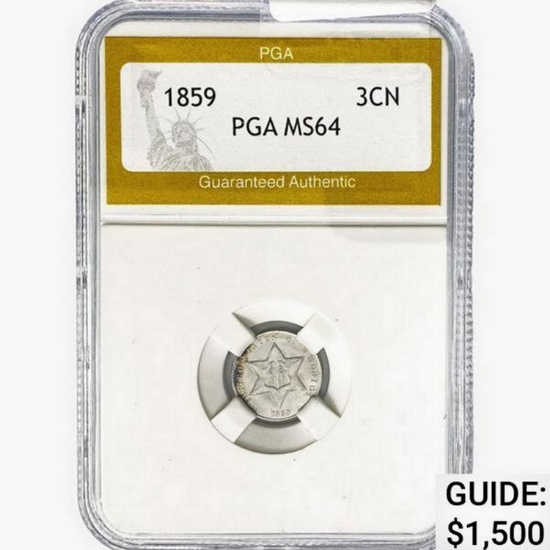 1859 Nickel Three Cent PGA MS64