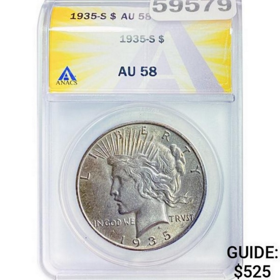 1935-S Silver Peace Dollar ANACS AU58