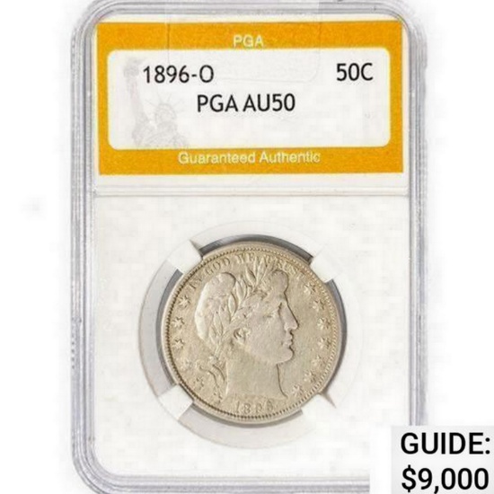 1896-O Barber Half Dollar PGA AU50
