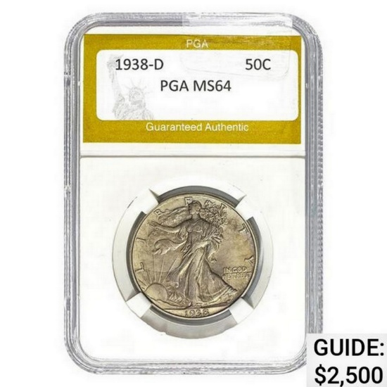 1938-D Walking Liberty Half Dollar PGA MS64