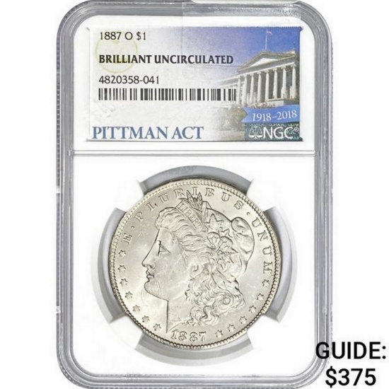 1887-O Morgan Silver Dollar NGC BRILLANTUNC