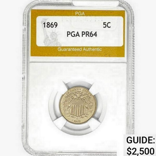 1869 Shield Nickel PGA PR64