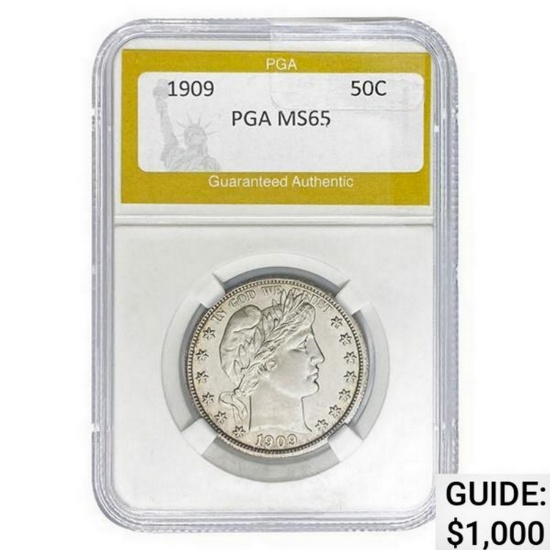 1909 1909 Barber Half Dollar PGA MS65 PGA MS65