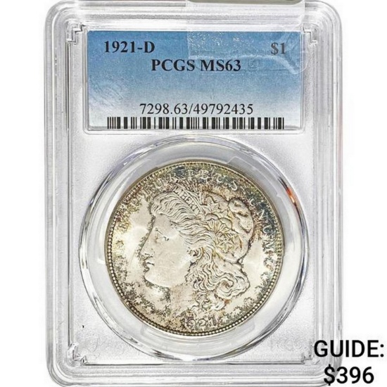 1921-D Morgan Silver Dollar PCGS MS63