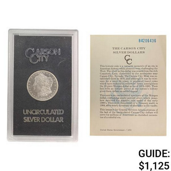1884-CC Morgan Silver Dollar GSA UNC
