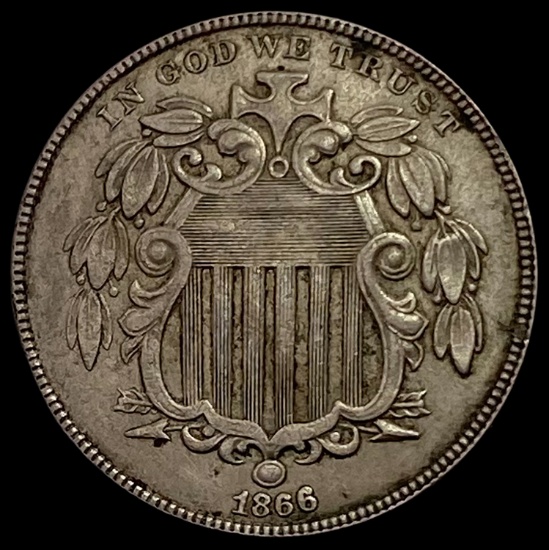 1866 Shield Nickel NEARLY UNCIRCULATED