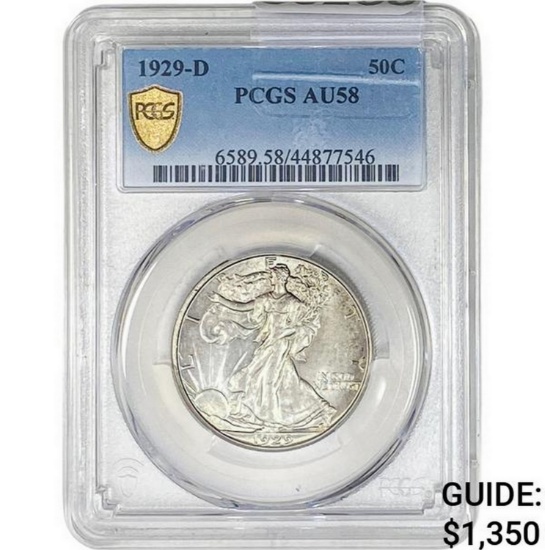 1929-D Walking Liberty Half Dollar PCGS AU58