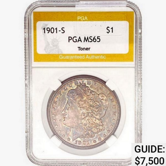 1901-S Morgan Silver Dollar PGA MS65 Toner