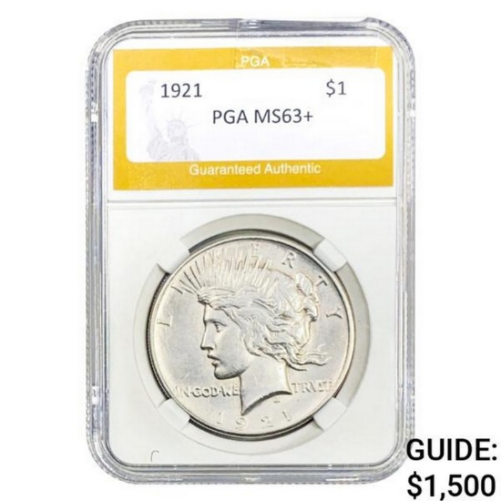 1921 Peace Dollar PGA MS63+  MS63+