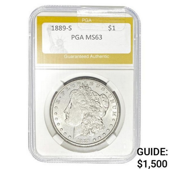1889-S Morgan Silver Dollar PGA MS63  MS64+