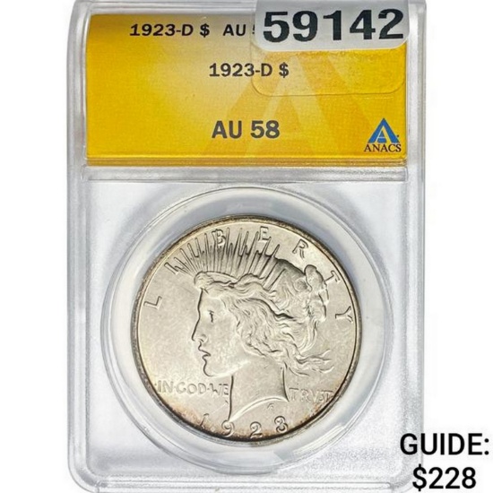 1923-D Morgan Silver Dollar ANACS AU58