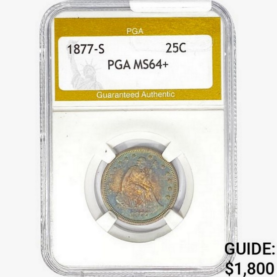 1877-S Seated Liberty Quarter PGA MS64+