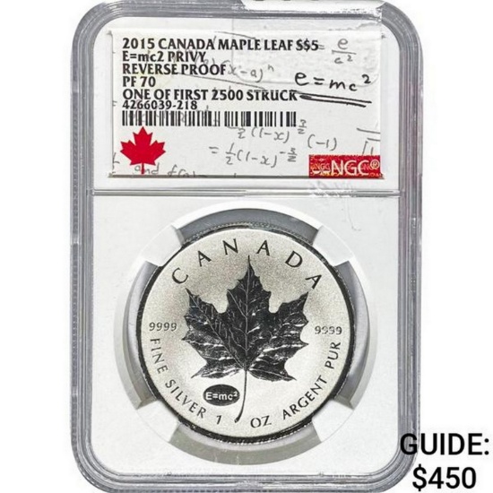 2015 Silver Canada Maple Leaf $5 NGC PF70