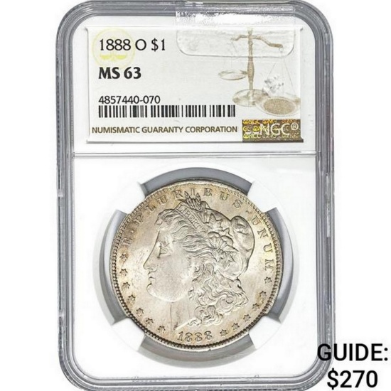 1888-O Morgan Silver Dollar NGC MS63