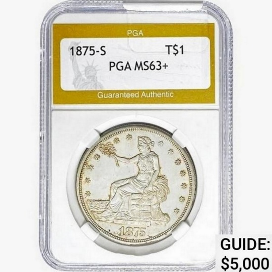 1875-S Silver Trade Dollar PGA MS63+