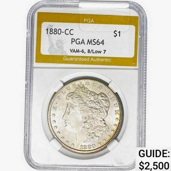1880-CC Morgan Silver Dollar PGA MS64 8/Low 7