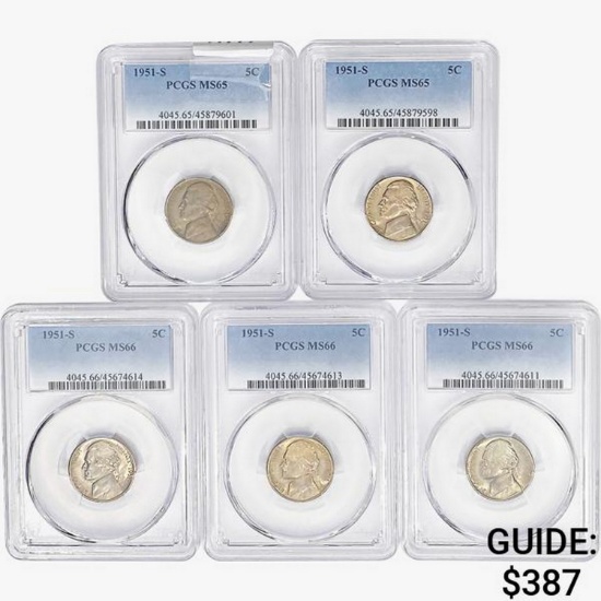 [5]1951-S Jefferson Nickel PCGS MS65-66