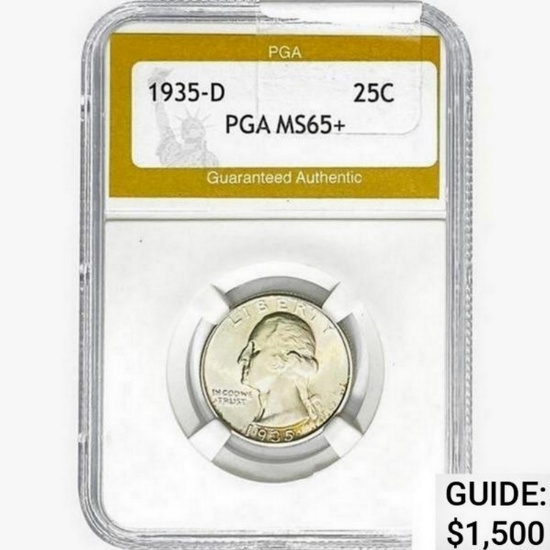 1935-D Washington Silver Quarter PGA MS65+