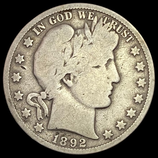 1892-S Barber Half Dollar NICELY CIRCULATED