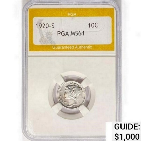 1920-S Mercury Silver Dime PGA MS61