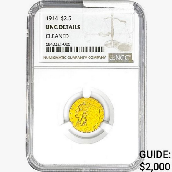 1914 $2.50 Gold Quarter Eagle NGC UNCDetails