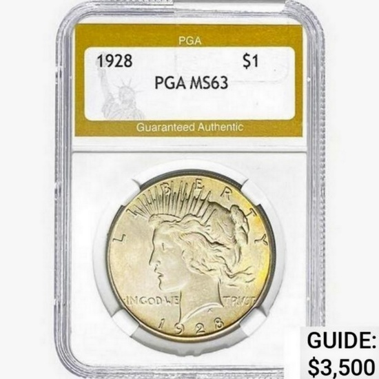 1928 Silver Peace Dollar PGA MS63