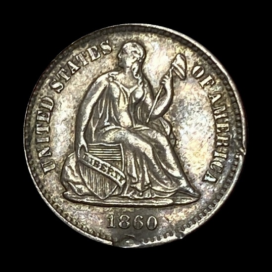1860-O Seated Liberty Half Dime CLOSELY UNCIRCULATED