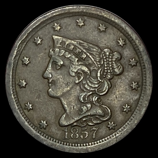 1857 Braided Hair Half Cent CLOSELY UNCIRCULATED