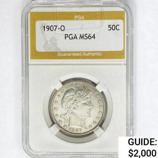 1907-O Barber Half Dollar PGA MS64